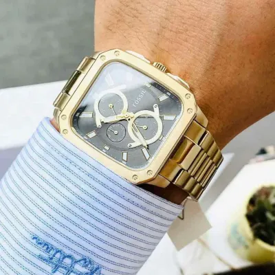 Fossil Inscription Gunmetal Dial Men's Watch